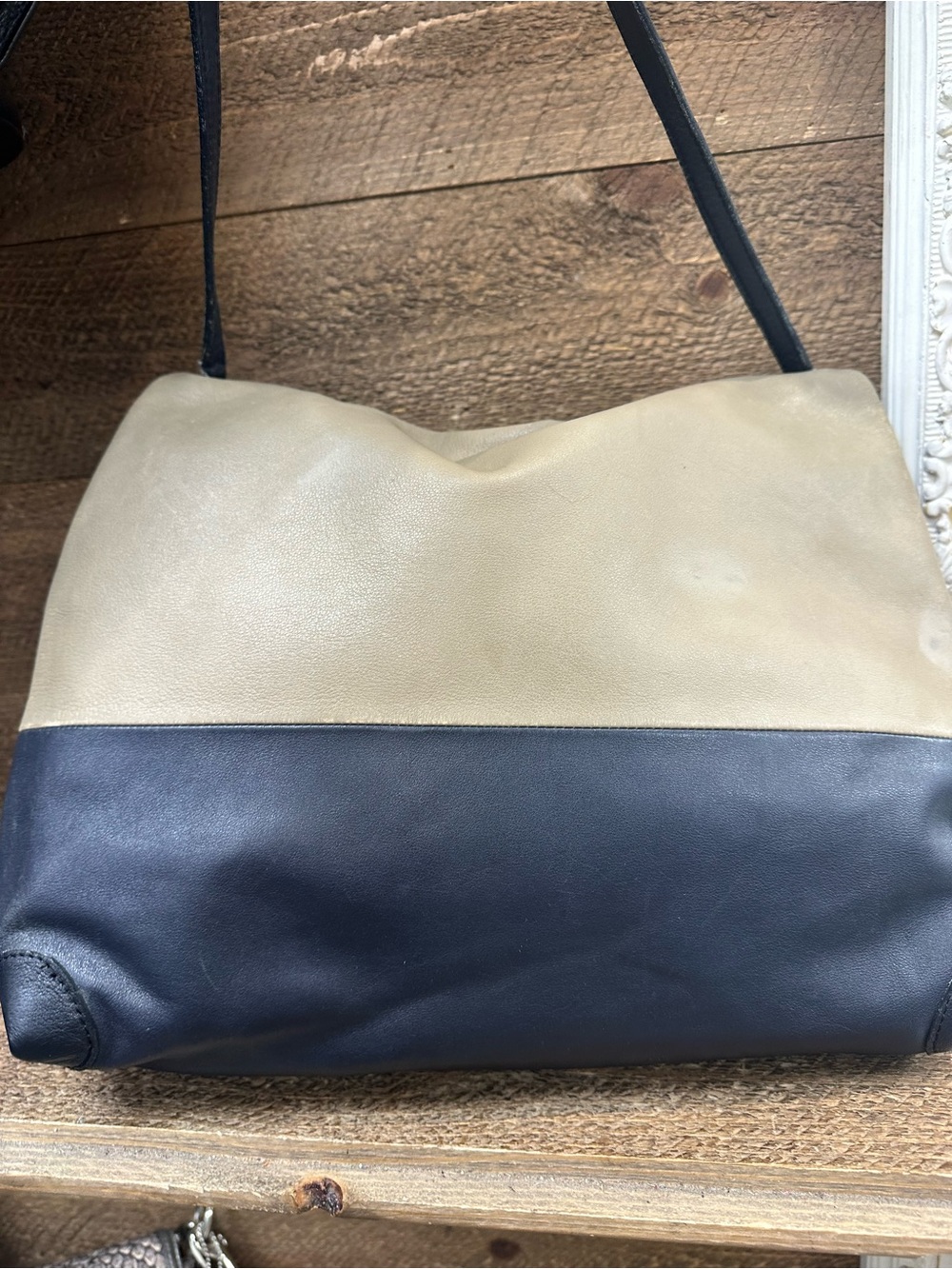 Celine Large Tri-Color Leather Foldover Hobo Shoulder Bag Made in Italy - Picture 5 of 12